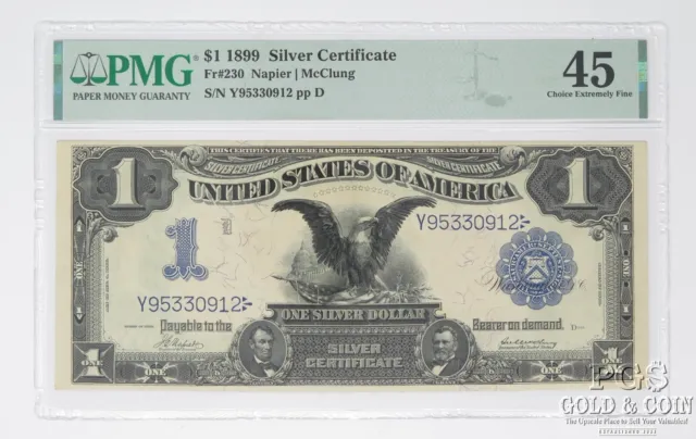 1899 $1 Silver Certificate Fr#230 Napier/McClung pp D Choice XF45 PMG 27289