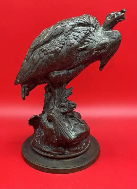 Original Antique Louis-Théophile Hingre Bronze Bird Garza 1874