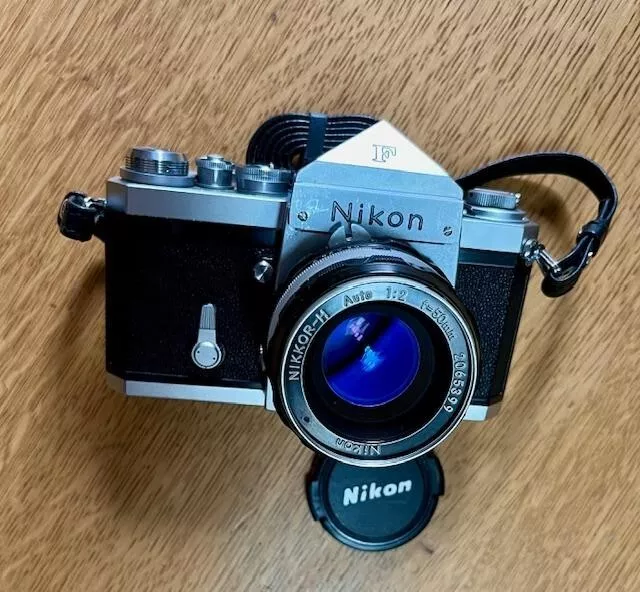 Nikon F SLR film camera with 50mm f/2 Nikkor-H lens NICE !
