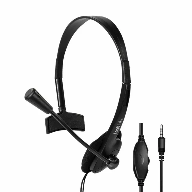 Mono Headset PC 3,5mm Klinke Kopfhörer mit Mikrofon Video Chat Laptop Computer