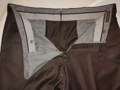 *Showroom* J HILBURN Brown Italian Wool Flat Front Dress Pants sz 42 $350