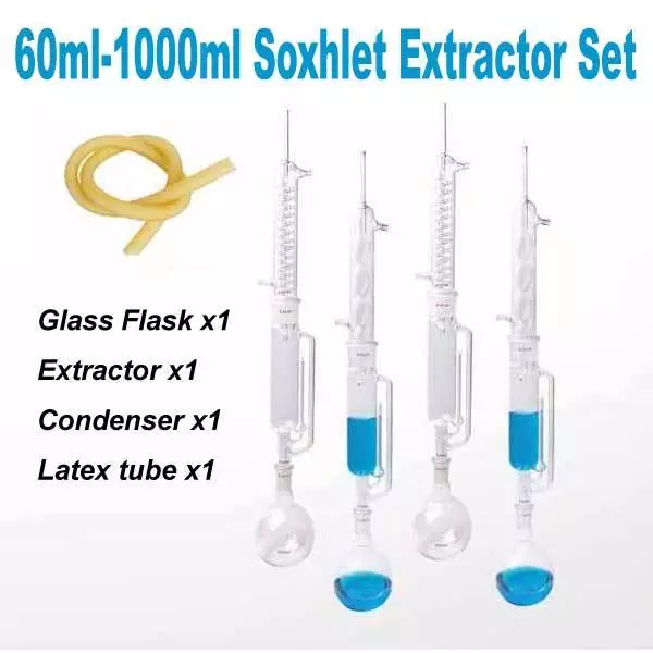 60ml - 1000ml Soxhlet Extractor Kit for Chemistry Laboratory Biology Glassware