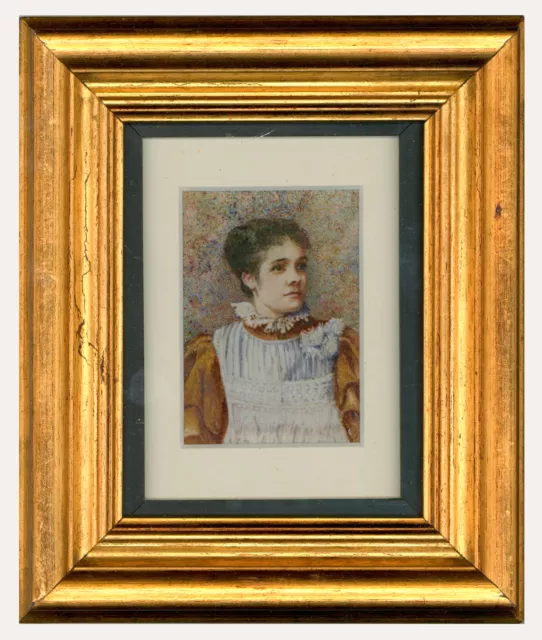 Miniature Early 20th Century Watercolour - Edwardian Lady