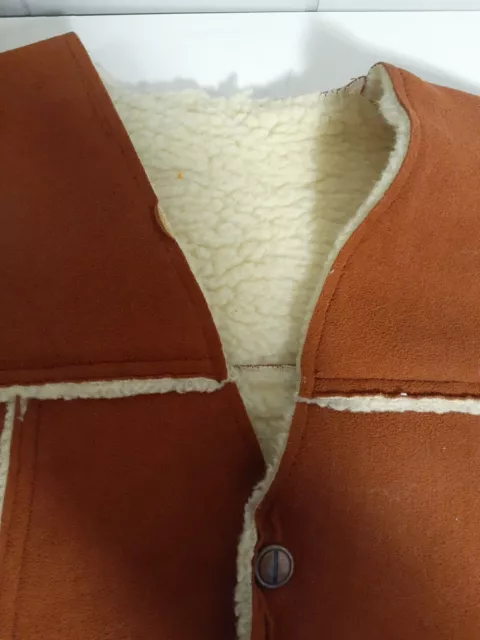 NOS Vintage 1970's Billy The Kid Child 10 Brown Suede Faux Shearling Snap Vest