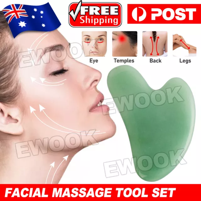 Natural Guasha Facial Jade Face Body Gua Sha Board Massager Tool Set