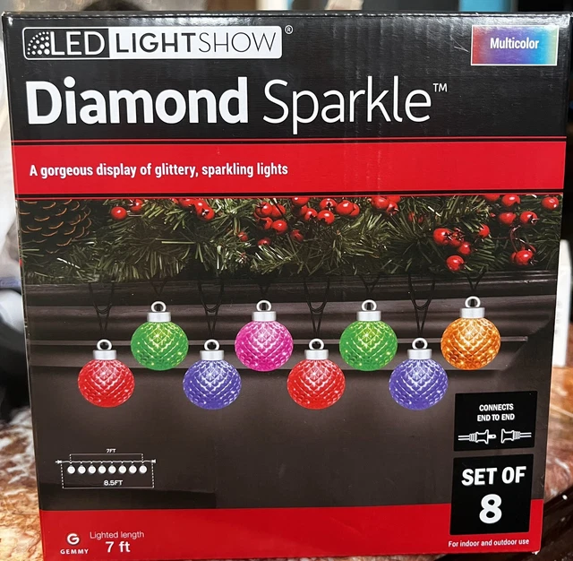 GEMMY LIGHTSHOW DIAMOND Sparkle Classic White LED Pathway Lights 7’ Set