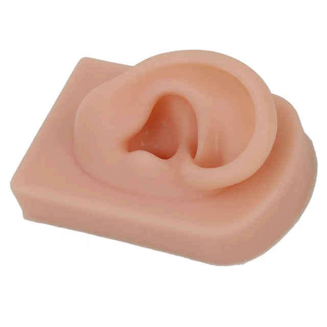 (Tez oscura) Modelo de oreja de silicona suave flexible oreja derecha reutilizable humana GSA
