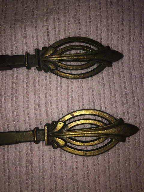 TWO  Antique Curtain Rods Vintage Cast Metal Extending Swing Arm Art Deco