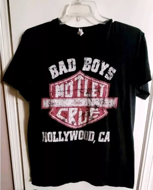 Motley Crue Mens Shirt Distressed Shield Logo Hollywood CA Size XL