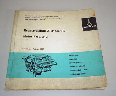 Catalogo parti motore Deutz F 6 L 312 del 02/1967 