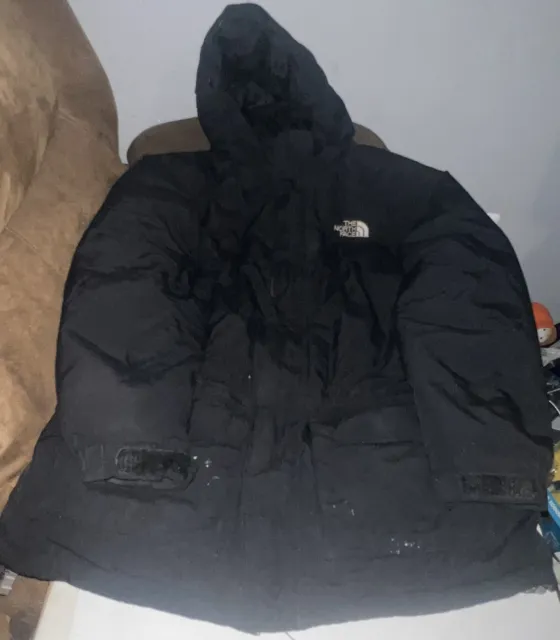 THE NORTH FACE Jacket Parka Goose Down Boys Size XL Hooded Black Puffer ...