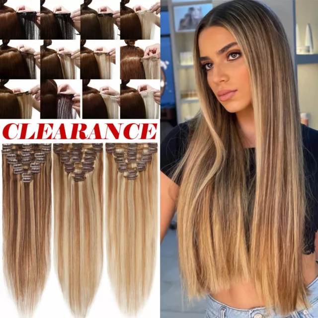 CLEARANCE Extensions De Cheveux Humains Haie À Clips 100% Naturels Hair 8 Bandes