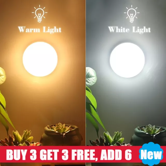 LED Motion Sensor Light Wireless Round Night Lamp for Stairs Hallway Bedroom