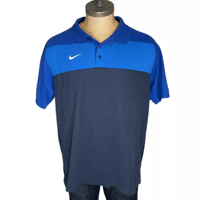 NIKE court Polo a Manica Corta Vintage Dri-Fit Nero Blu da Uomo Cotone Taglia XL