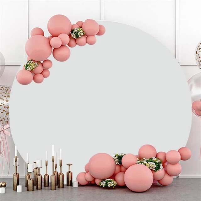 Black White Square Round Happy Birthday Backdrop