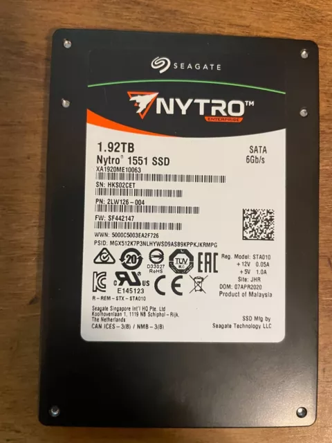 Seagate Nytro 1551 XA1920ME10063 1.92TB 6Gbps SATA 2.5" Solid State Drive SSD