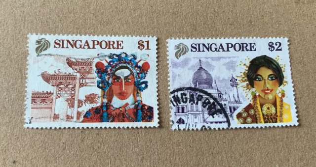 Singapore 1990 - 2 used stamps - Michel No. 611, 612