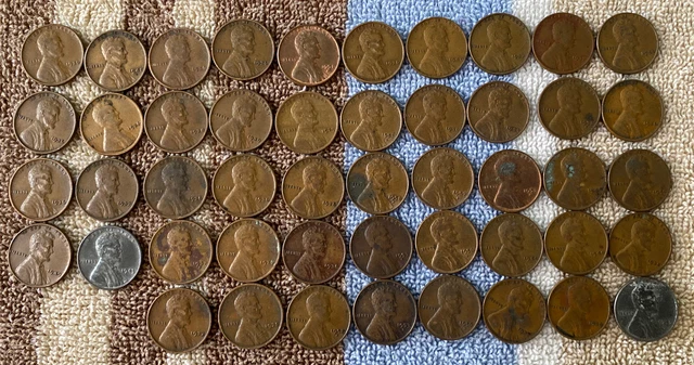 1 US Lincoln Wheat Cent Penny Roll 1910-S/1957 Proof (50 Coins) Old Vintage 8