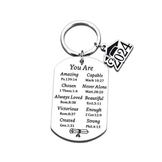 Christian Graduation Gifts for Her Him Class of 2024 Keychain for Religious