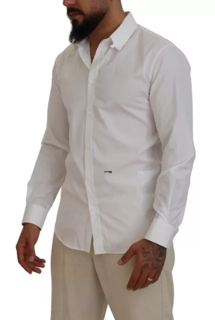 DSQUARED2 Shirt White Cotton Collared Long Sleeves Formal IT48/US38/M RRP 750usd 2