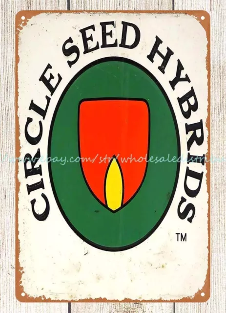 wall art sale plaque Circle Seed Hybrids CORN metal tin sign