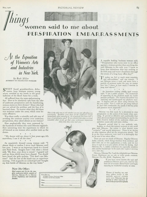 1928 Odorono Avoid Perspiration Embarrassments Ruth Miller Vintage Print Ad PR4