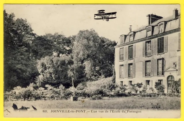 cpa Rare 94 - JOINVILLE le PONT ÉCOLE du PARANGON Ed. F. FLEURY, Paris Avion