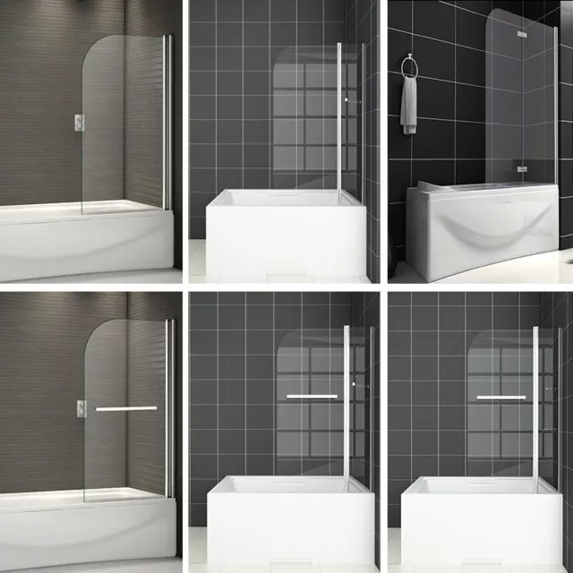 1400mm Glass Over Bath Shower Door Panel Folding Screen & Seal