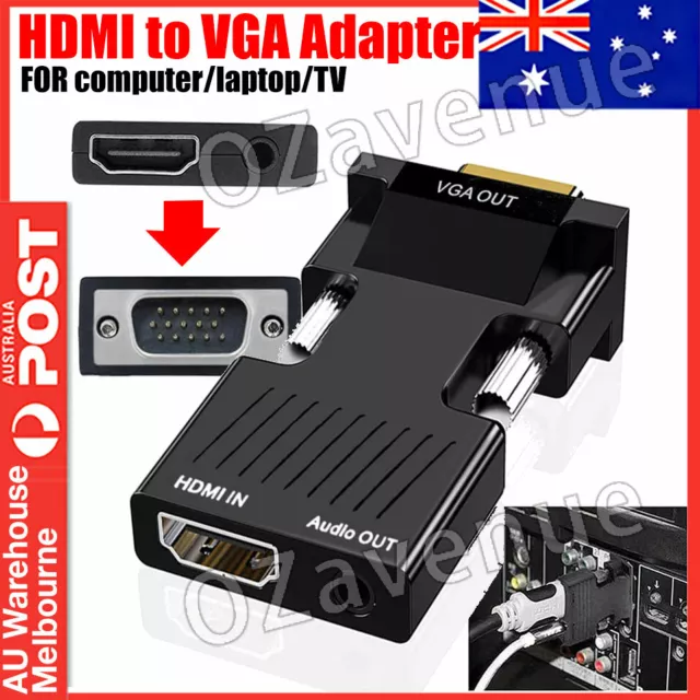 HDMI to VGA Male Video Adapter Female Cable Converter with Audio HD 1080P AU