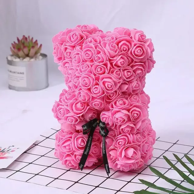 Teddy Rose Bear for Woman, Valentines Day gift, Flower Bear, Rose Hearts 2