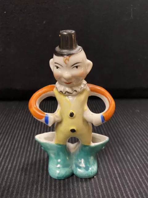 Vtg. '60s Adorable Boy Clown With Little Open Slots In His Boots Figurine Japan