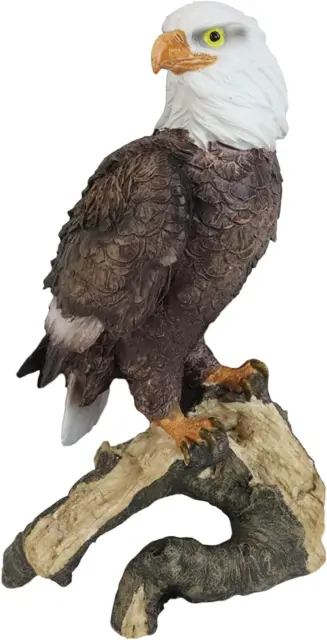 Ebros 8.75" Tall Realistic American Pride Bald Eagle Perching on Tree Branch Sta