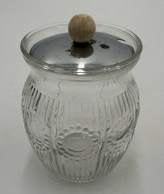 Honey Jam Mustard Condiments Jar VTG Clear Glass