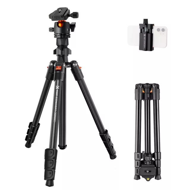 K&F Concept 163cm Aluminum Camera Tripod With 360° Ball Head 17.64lbs/8kg Load 3