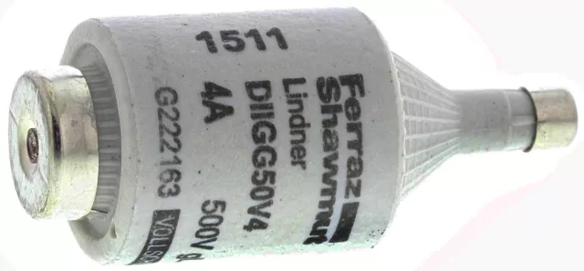 5 pcs  - Mersen 4A DII Diazed Fuse, E27 Thread Size, gG, 500V