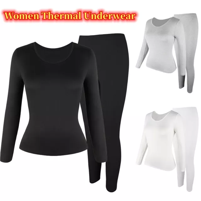 Women Thermal Underwear Set Long Johns Base Layer Top Pants Pajamas Winter Warm