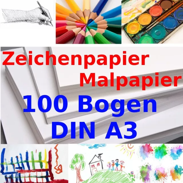 Zeichenpapier DIN A3 100Blatt Zeichenkarton Malkarton Malpapier Skizzenpapier