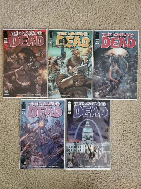Lot of 5 Walking Dead #1 Wizard World color variants NM or better