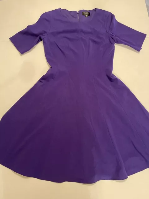 Women’s Tahari Arthur S Levine Purple Dress Size 4 Short Sleeve Flare Skirt