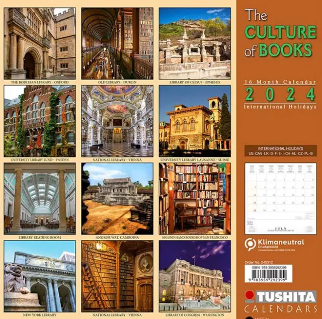 Culture Of Books 2024 Wall Calendar. Tushita. New! 2
