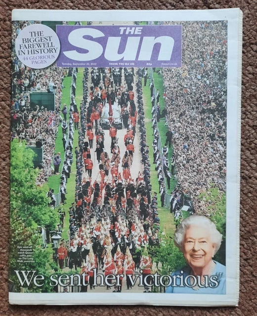 THE SUN NEWSPAPER UK Tuesday 20th September 2022 Queen Elizabeth II The sun newspaper uk tuesday 20th september 2022 queen elizabeth ii
