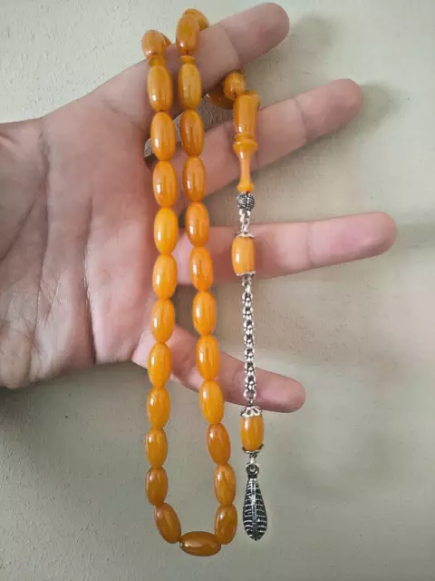 german amber  bakelite Islamic Prayer 33 Beads Rosary Tasbeh مسبحة ottoman style