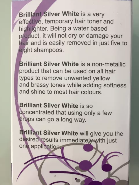 BRILLIANT SILVER WHITE HAIR TONER 50ml Remove Yellow & Brassy Tone POST SAME DAY 3