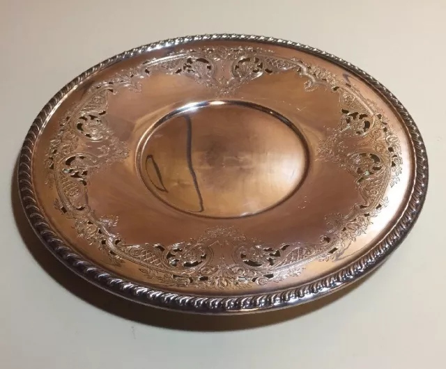Antique Wallace Melford Reticulated C6539 Round Silverplate Serving Plate 10”
