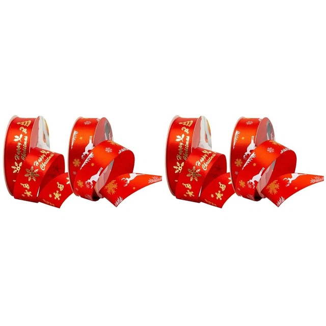 4 rollen Weihnachten DIY Bänder Geschenk Verpackung Bänder Polyester Satin Band