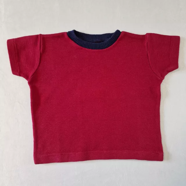 Camicia ragazzo vintage anni '70 | 12-18 mth | mix cotone claret maniche corte discoteca KA15