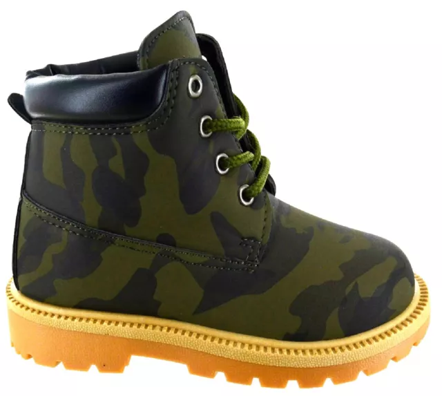 Boys Kids Flat Girls Childrens Infants Ankle Lace Up Hiking Riding Combat Boots