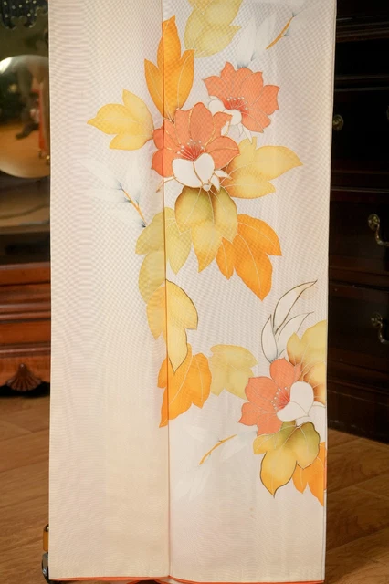 Dear Vanilla Japanese Silk Kimono Women's Robe Gown Authentic Japan Vintage Mint 8