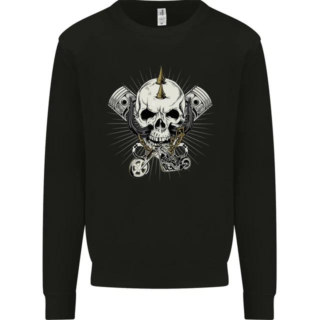 Piston Skull Motorcycle Motorbike Biker Mens Sweatshirt Jumper