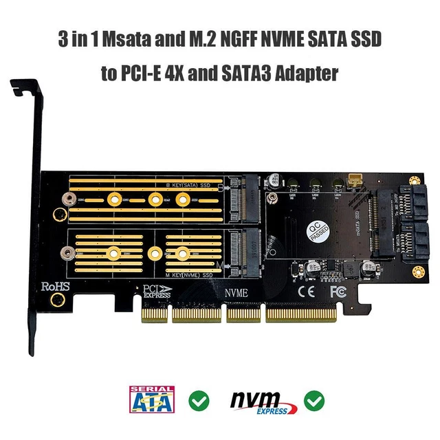 Adattatore Denash PCIe A M.2 NVMe | Convertitore NGFF Per SSD M Key, Supporta 2230-2280, Hot Swap - 3